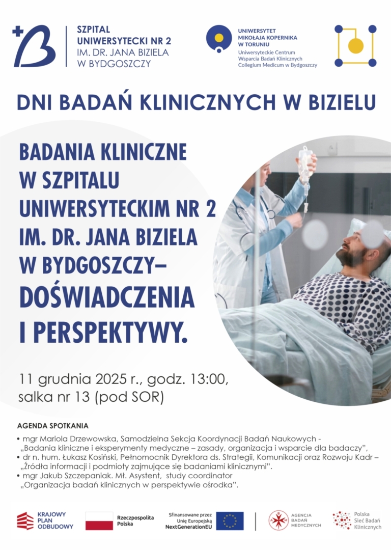 Zaproszenie na&nbsp;kolejne wydarzenie z&nbsp;cyklu dni badań klinicznych w&nbsp;Szpitalu Uniwersyteckim nr&nbsp;2 im.&nbsp;dr. J. Biziela